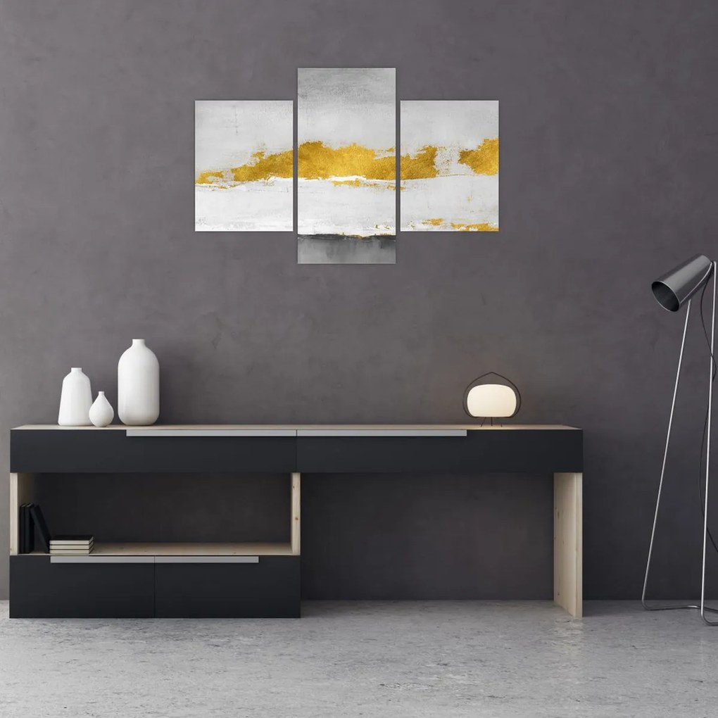 Tablou - Mișcări aurii și gri (90x60 cm)
