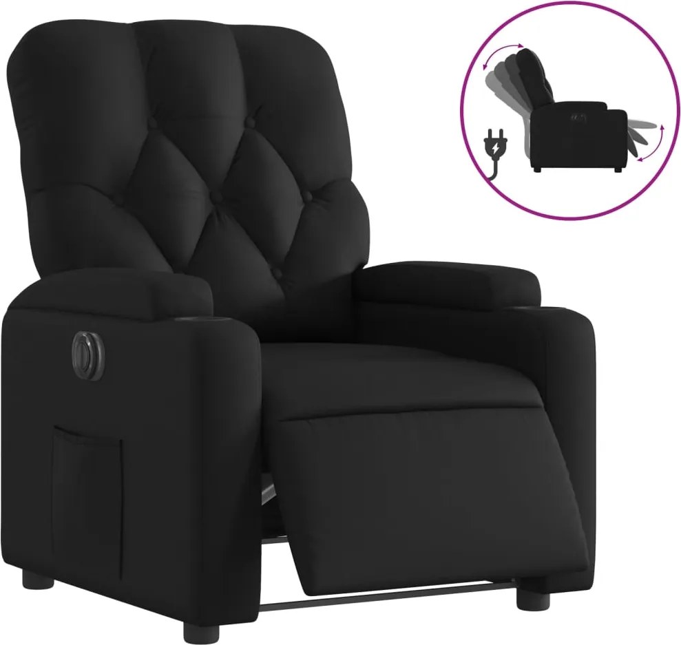 vidaXL Fotoliu rabatabil electric, negru, piele ecologică