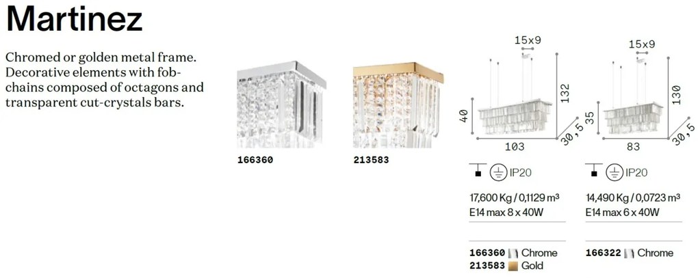 Lustra suspendata moderna design elegant MARTINEZ SP8 ORO