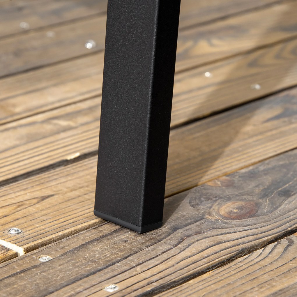 Outsunny Bancă metalică de grădină, 2 locuri, model floral, rezistentă la intemperii, 127 x 63 x 83 cm, Negru | Aosom Romania