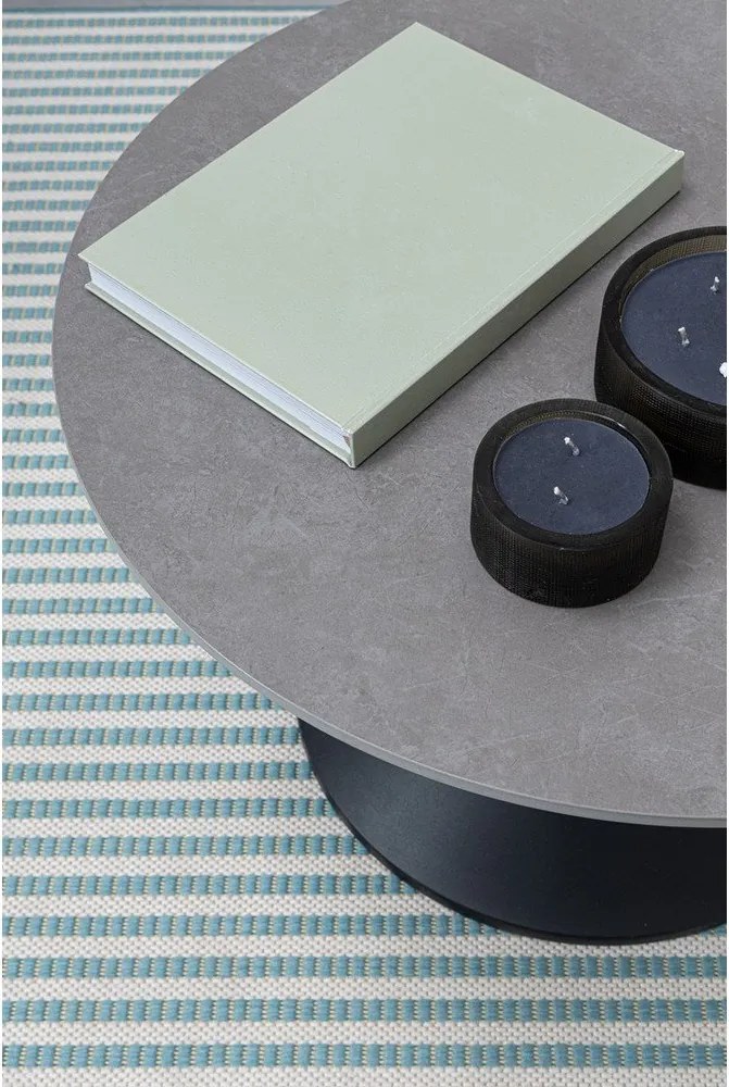 Măsuță de cafea neagră rotundă cu blat cu aspect de marmură ø 70 cm Joona – Bizzotto