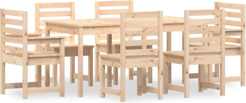 vidaXL Set cu masă de grădină, 7 piese, lemn masiv de pin