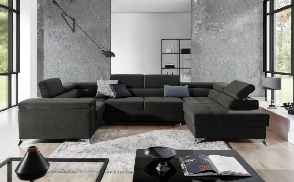 Canapea modulara, tapitata, extensibila, cu spatiu pentru depozitare, Thiago R02, Eltap (Culoare: Roz deschis / Omega 91)