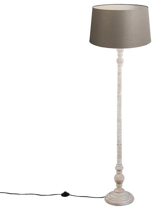 Lampă de podea țară taupe cu abajur de in 45 cm - Classico
