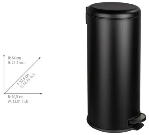 WENKO 54915100 - Coș LEMAN 30,5 x 64 cm, negru