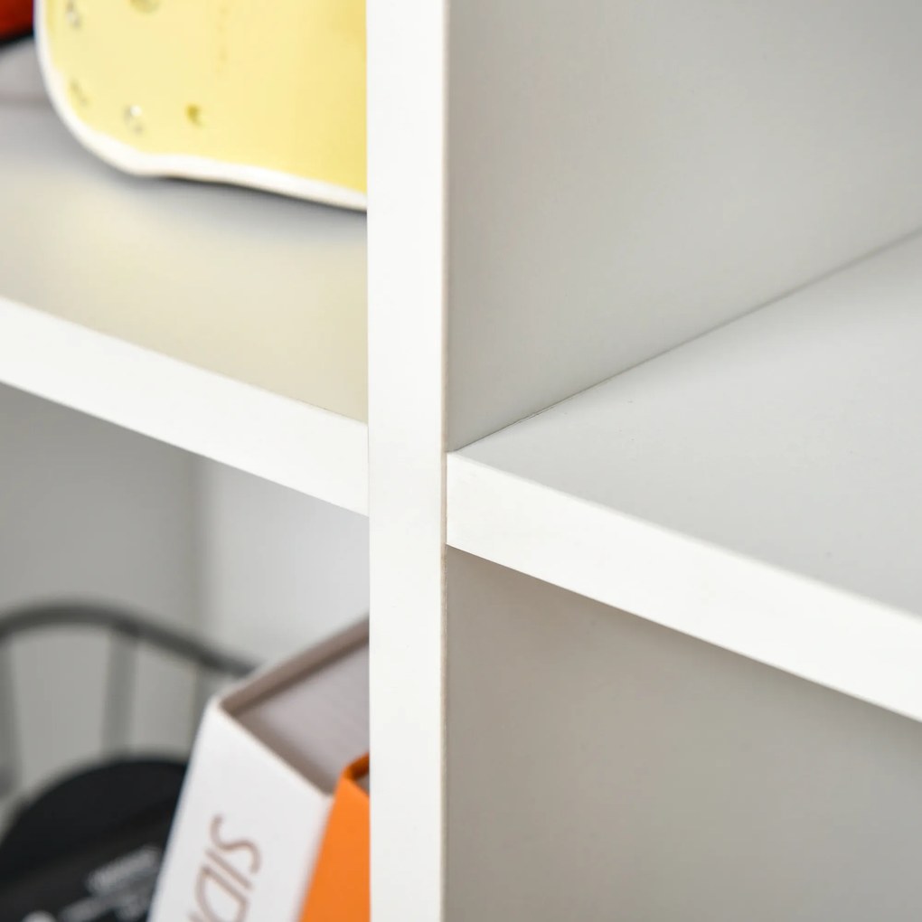 HOMCOM Raft pentru Cărți Cu 6 Cuburi de Depozitare din Lemn de 3 Nivele pentru Sufragerie Dormitor Birou 65,5x30x97,5 cm Alb | Aosom Romania