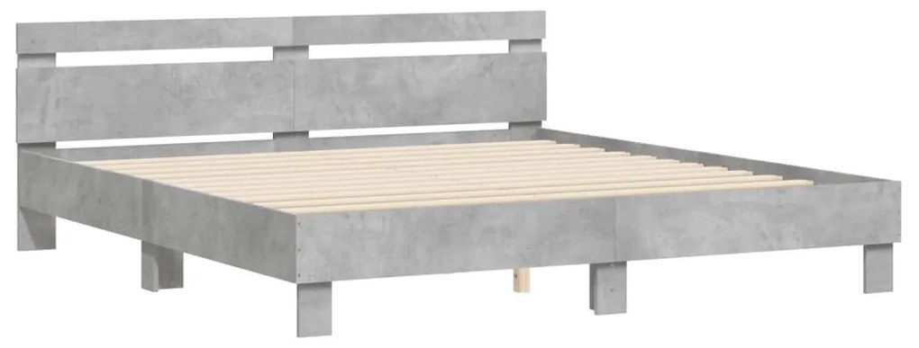 3207402 vidaXL Cadru de pat cu tăblie gri beton 180x200 cm lemn prelucrat