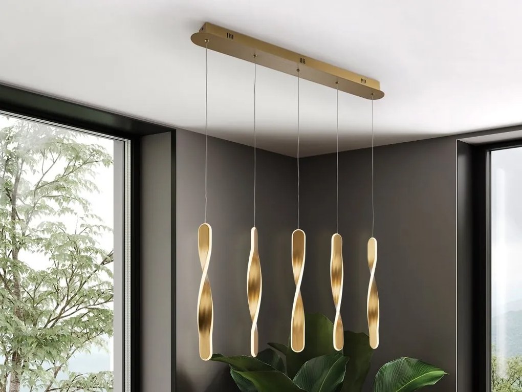 Lustra LED suspendata design modern Twist auriu