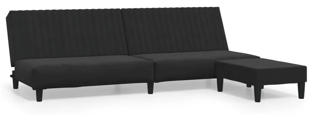 3081860 vidaXL Canapea extensibilă cu taburet, 2 locuri, negru, catifea