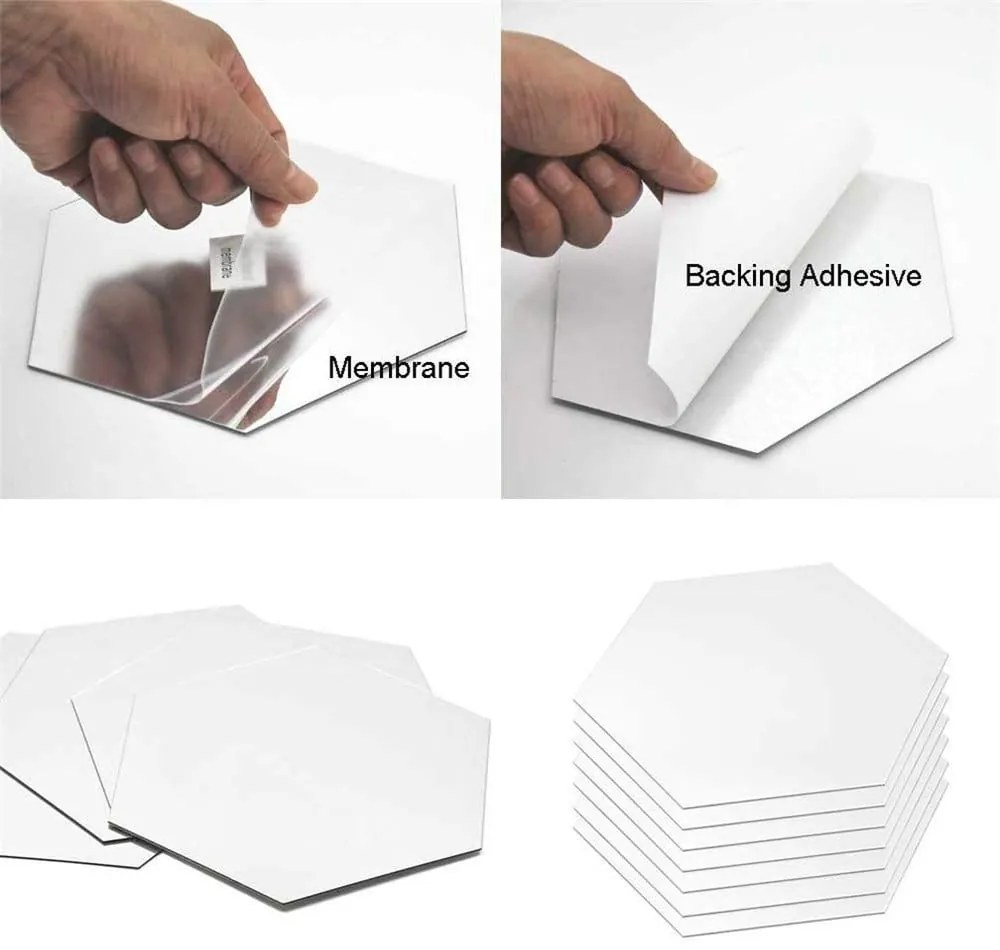 Autocolante de tip oglindă pentru perete 12 buc. 20x17 cm Hexagonal – Ambiance