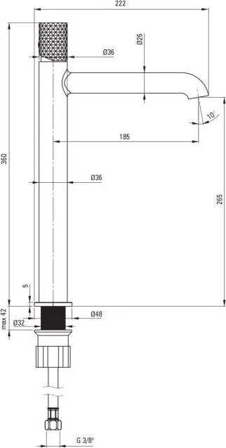 🚰 Baterie înaltă pentru chiuvetă SILIA HEXA – Finisaj auriu periat – Cod BHS_R20K