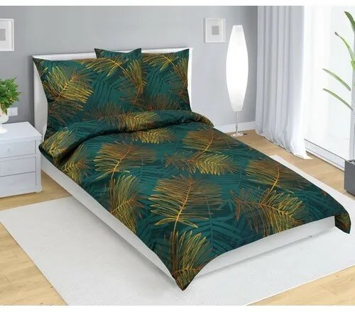 Bellatex Lenjerie de pat din bumbac Kapradí verde,140 x 200 cm, 70 x 90 cm