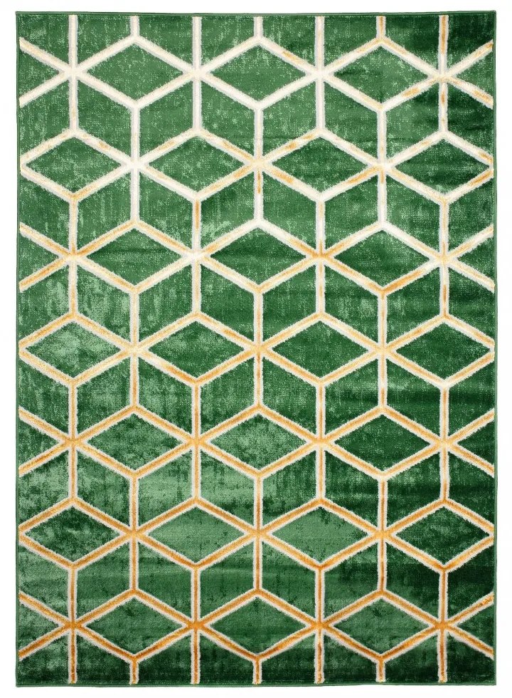 Covor verde modern cu model geometric original Lăţime: 120 cm | Lungime: 170 cm