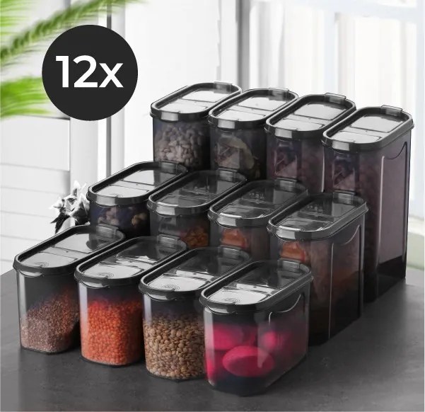 Set 12 cutii depozitare , UnicUtil, Stylish Lightweight, Antracit