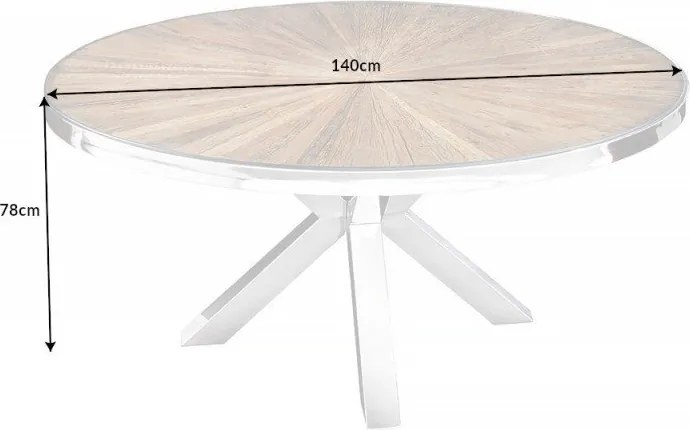 Masa design high-tech din metal si lemn masiv, Barracuda 140cm