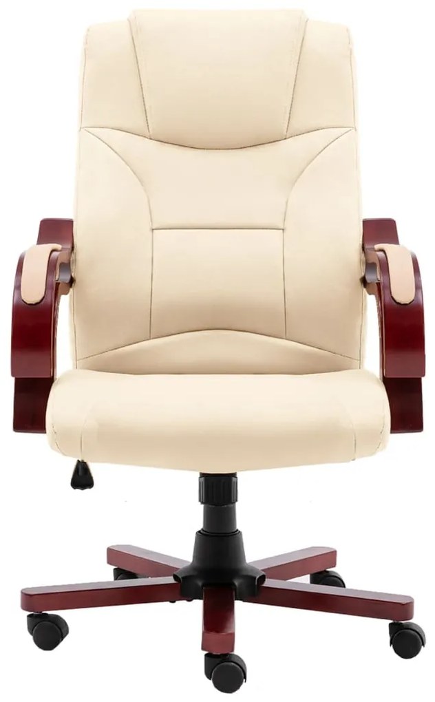 20561 vidaXL Scaun de birou, crem, piele naturală