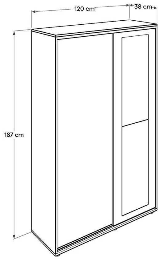 Pantofar cu cuier Adore Porto Maxi, 2 usi cu oglinda, 12 rafturi, capacitate 32 perechi incaltaminte, 120 x 187 x 38 cm