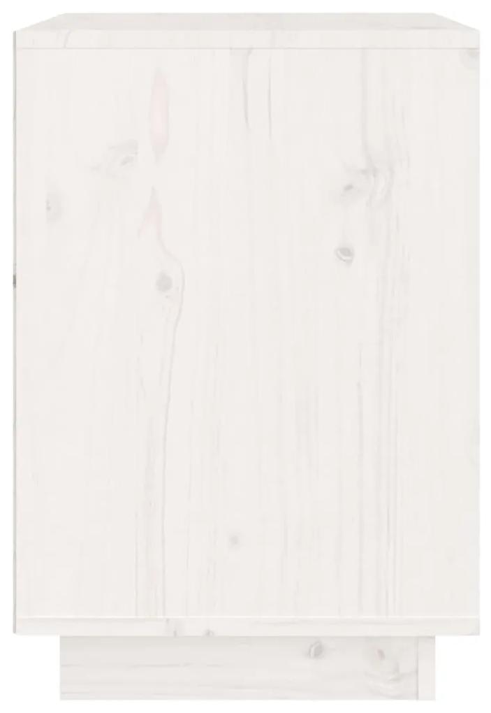 Noptiere, 2 buc., alb, 40x35x50 cm, lemn masiv de pin 2, Alb