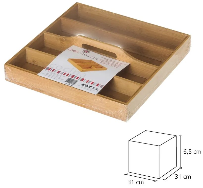 Organizator din bambus pentru tacâmuri Casa Selección, 31 x 31 cm