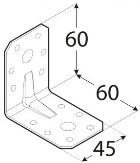 Coltar inclinat la 90° cu ranforsare pentru constructii model KPL (Dimensiuni: 90x90x65x2 mm)