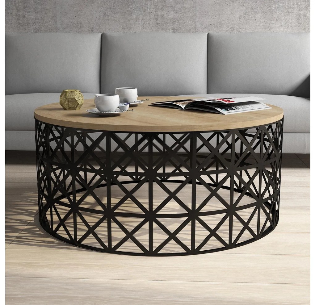 Măsuță de cafea Vutada (stejar + negru). 1093340