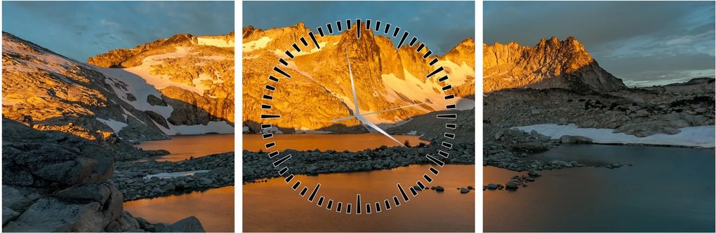 Tablou cu peisaj montan (cu ceas) (90x30 cm)