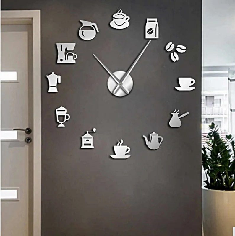 SENTOP | Ceas de perete oglindă obligatorie Modern ceas de cafea cafea ZRNO