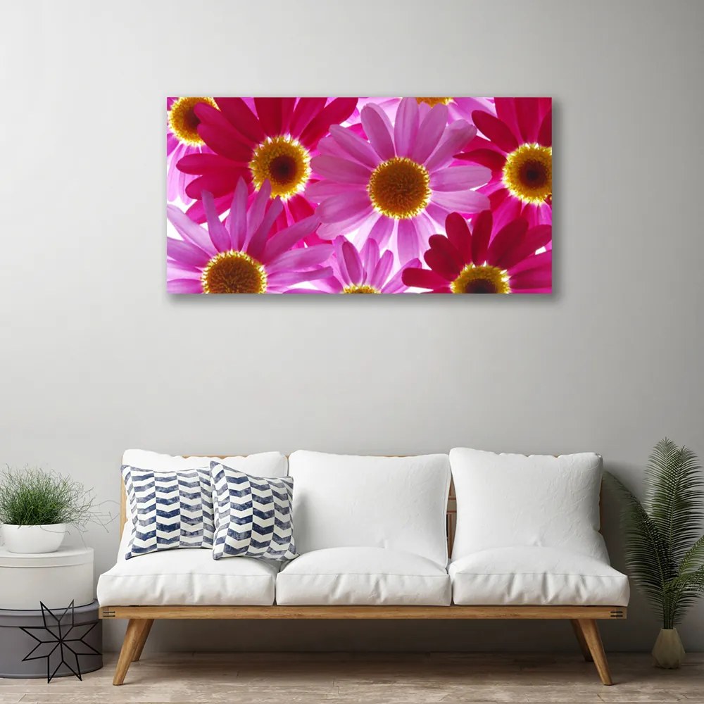 Tablou pe panza canvas Flori Floral galben roz