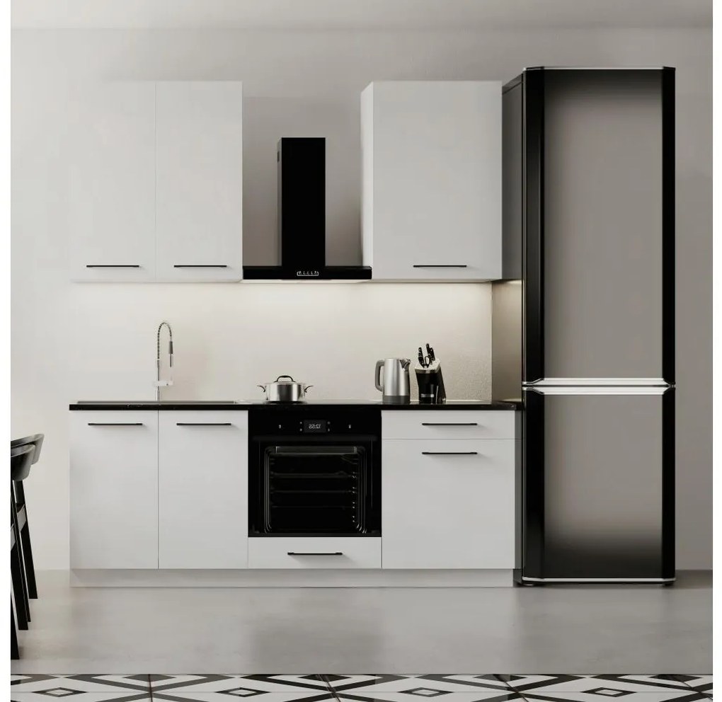 Mobilier de bucătărie EVE, 200 cm, alb