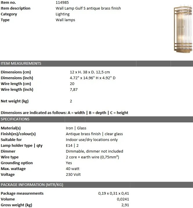 Aplica de perete design LUX Gulf S alama antic 114985 HZ