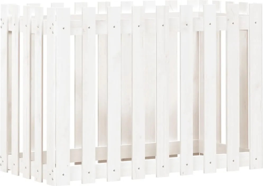 vidaXL Pat înălțat grădină design gard alb 100x50x70cm lemn pin tratat