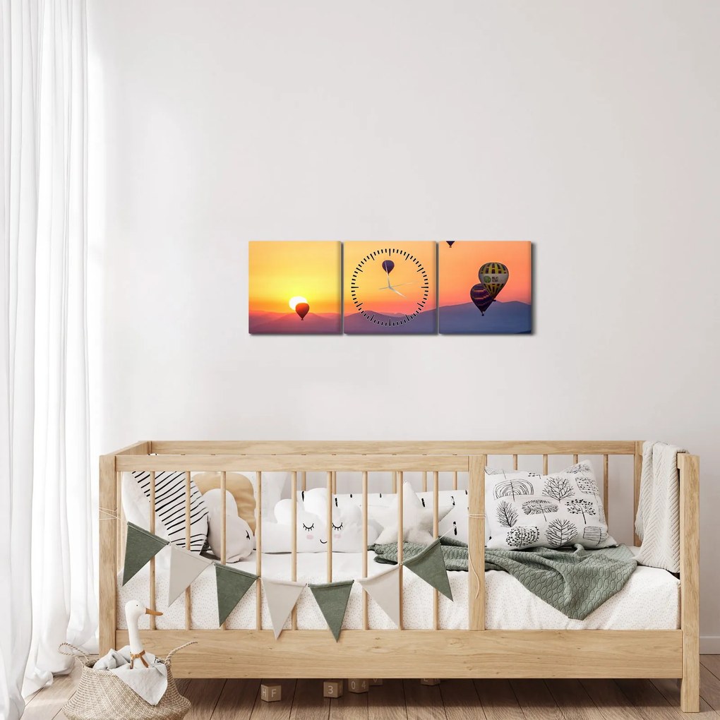 Tablou cu baloane de aer cald (cu ceas) (90x30 cm)