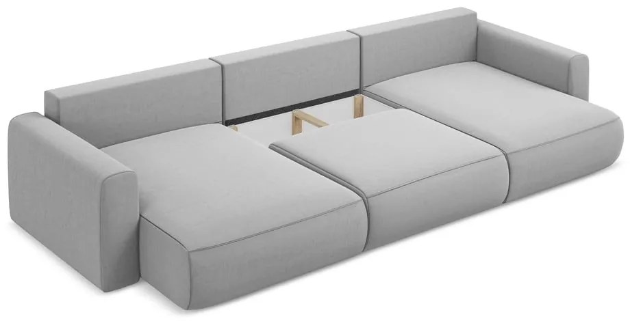 Colțar gri deschis extensibil/cu spațiu de depozitare cu tapițerie din catifea (în formă de "U") Kapua – Makamii