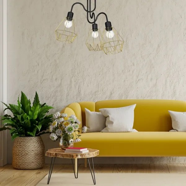 Lustră aplicată BERGEN 3xE27/60W/230V neagră/aurie