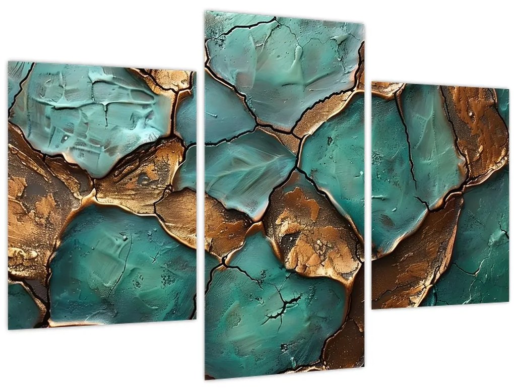 Tablou - Pictură verde-auriu (90x60 cm)