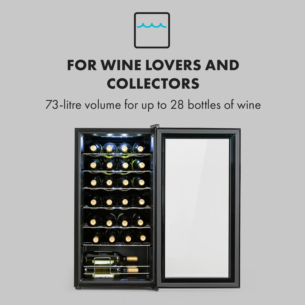 Shiraz 28 Uno, frigider pentru vin, 74 litri, 28 sticle, panou de control tactil, 5-18°C