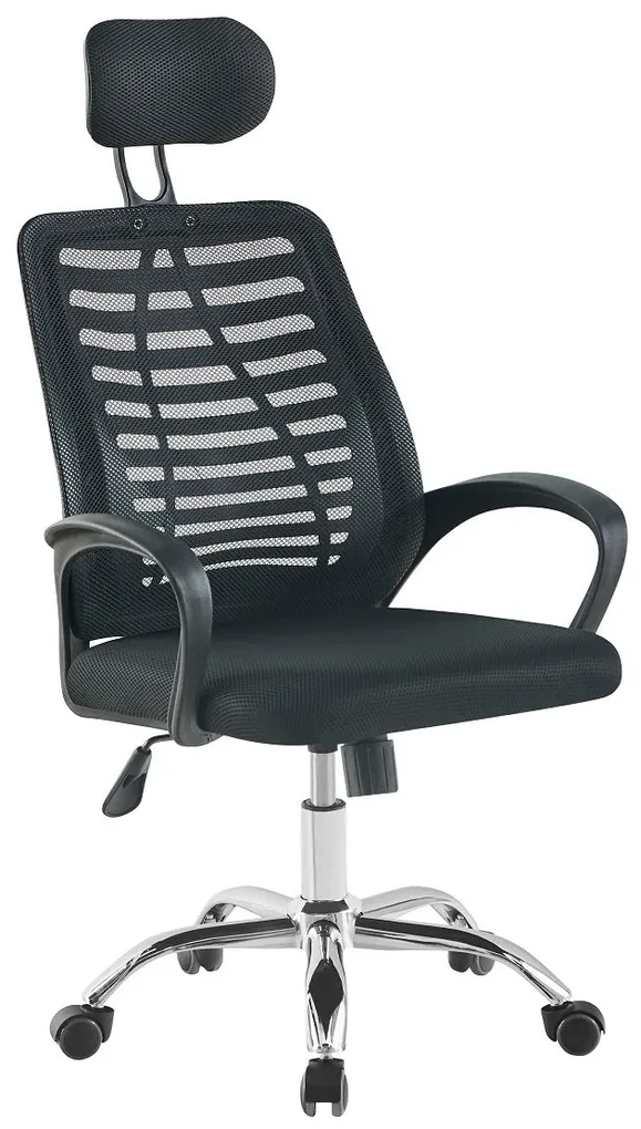 Scaun ergonomic, spătar mesh, tetieră, înălțime reglabilă, Negru