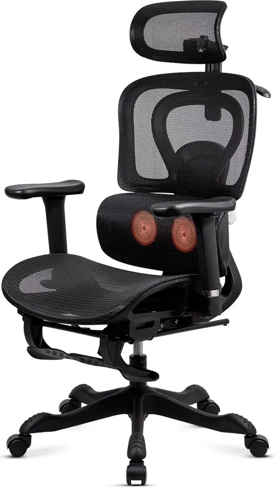 Scaun ergonomic cu masaj și încălzire, mânere 3D și spătar rabatabil SYYT 9522 negru