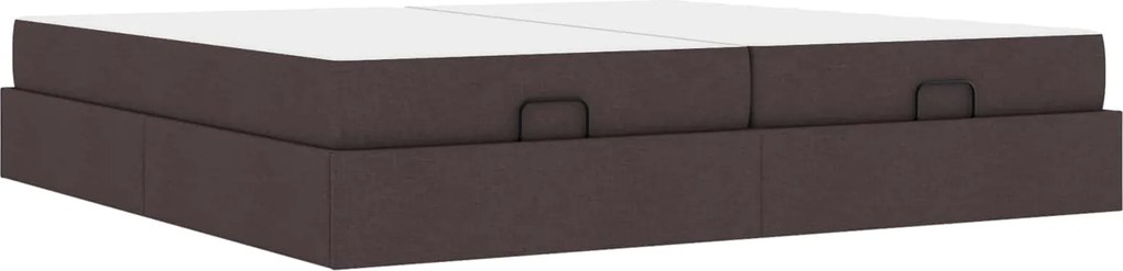 vidaXL Cadru de pat cu saltea cu saltea 2 pcs Cafeniu țesătură