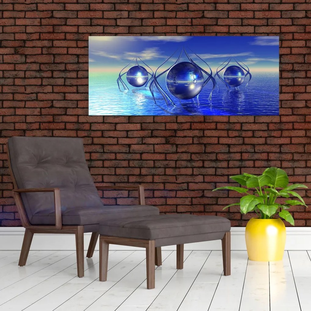 Tablou cu abstracție - apa (120x50 cm)