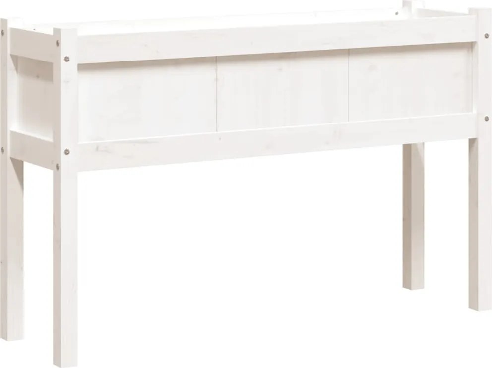 vidaXL Jardinier de grădină cu picioare, alb, 110x31x70 cm, lemn masiv