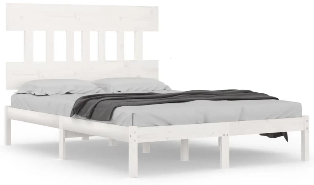 3104719 vidaXL Cadru de pat, alb, 140x190 cm, lemn masiv