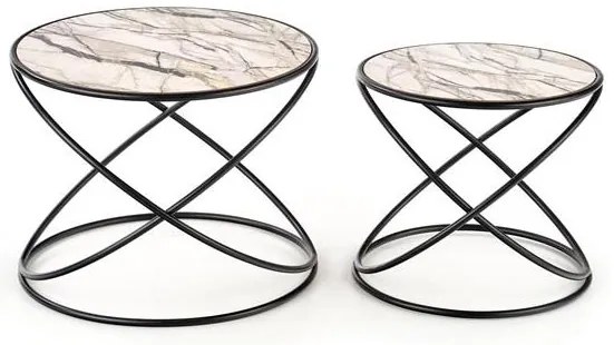 Set 2 buc. masă de cafea Susnr (Marmură + Negru). Promo -6%. 1049009