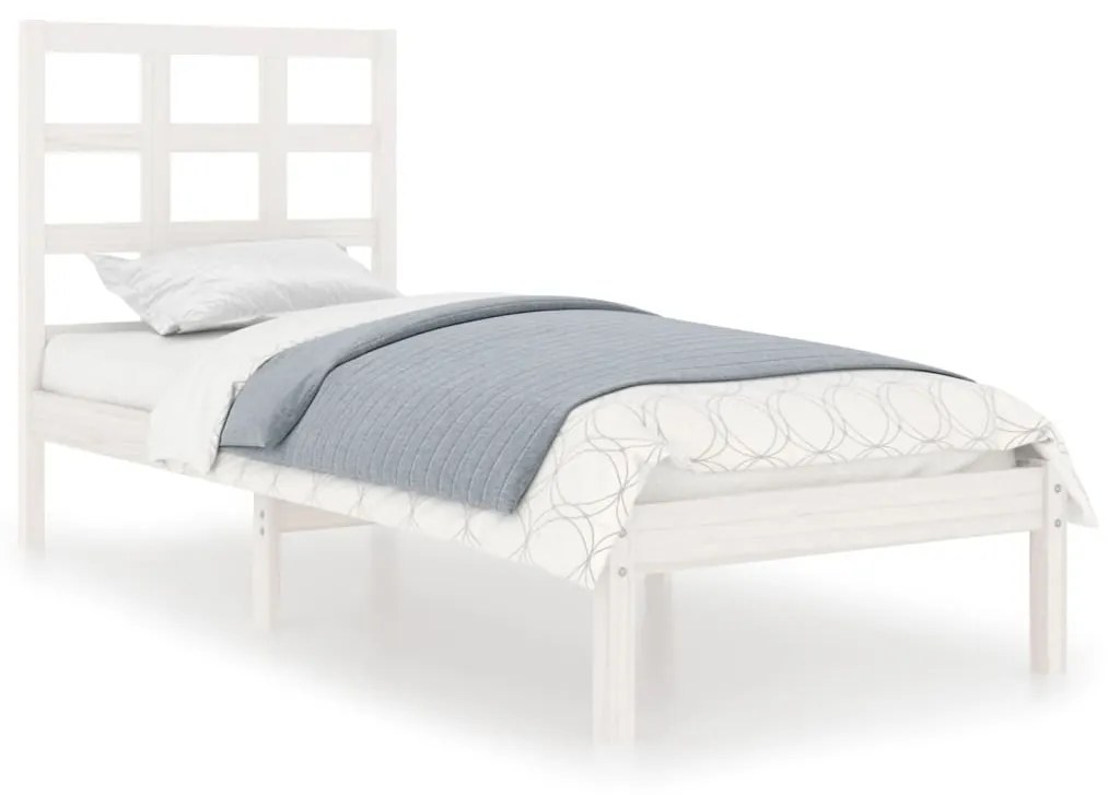 3105431 vidaXL Cadru de pat Small Single 2FT6, alb, 75x190 cm, lemn masiv