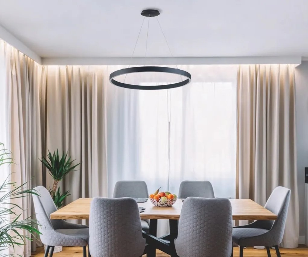 Lustra LED XXL cu telecomanda design circular MARCO 120 CCT BK
