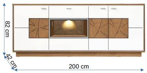 Bufet Urbano White Cu 4 Usi Si 1 Sertar Alb Si Natur, 200 Cm