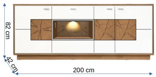 Bufet Urbano White Cu 4 Usi Si 1 Sertar Alb Si Natur, 200 Cm