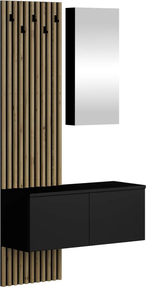 Set de hol, stejar negru/artisan, REBEKA