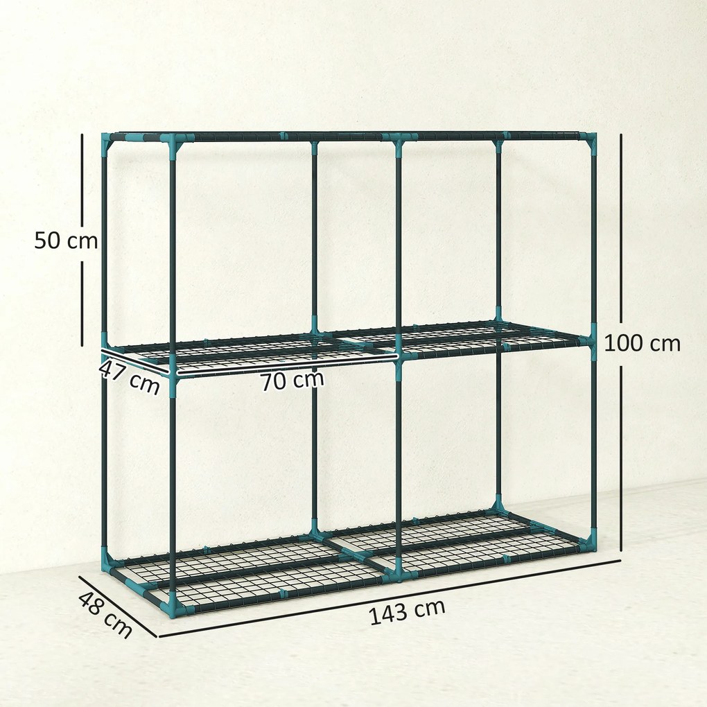 Outsunny Suport Vertical pentru Plante cu 3 Niveluri din Oțel și Plastic, Suport Ghivece pentru Interior și Exterior, Grădină, Balcon, 143x48x100 cm, Verde Închis | Aosom Romania