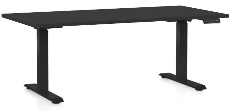 Masa inaltime reglabila OfficeTech D, 160 x 80 cm, bază neagră, negru